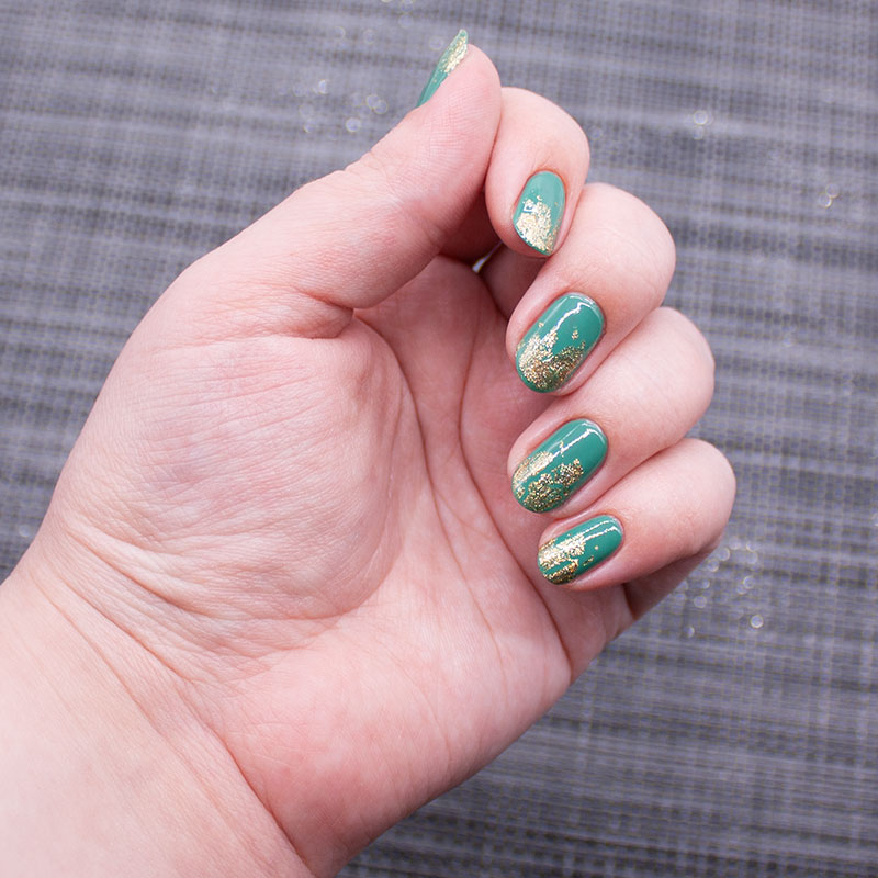 nail colour marionnaud - my green empire, OPI - gold shatter